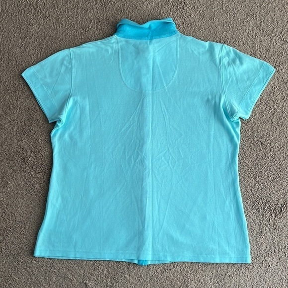 Burberry Y2K Light Blue Two Tone Golf Snap Button Short Sleeve Collared Shirt - Picture 2 of 8